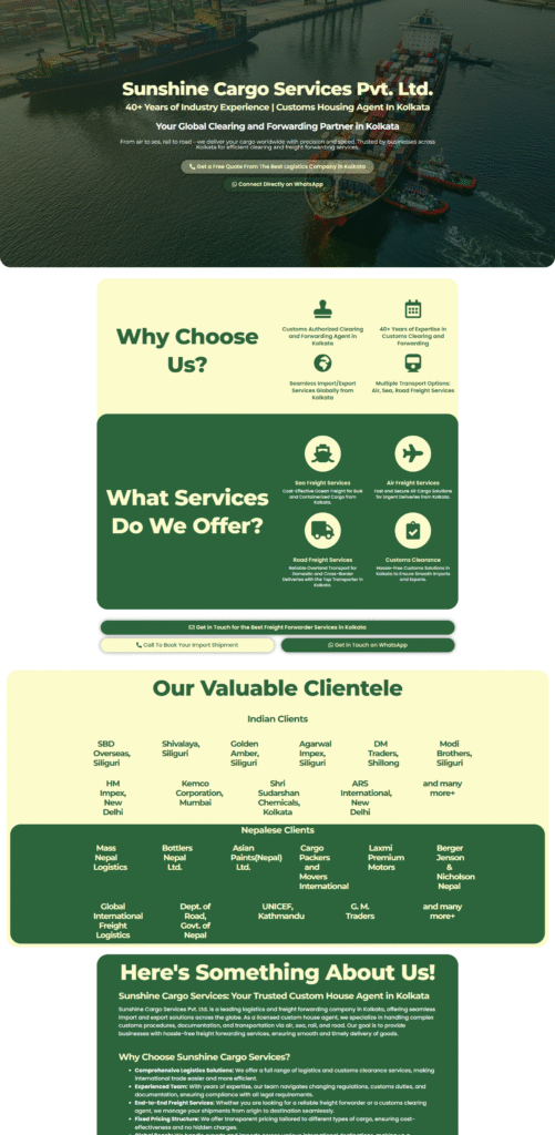 Customs Shipping and Logistics website designed by Content Marketer Akash Gupta